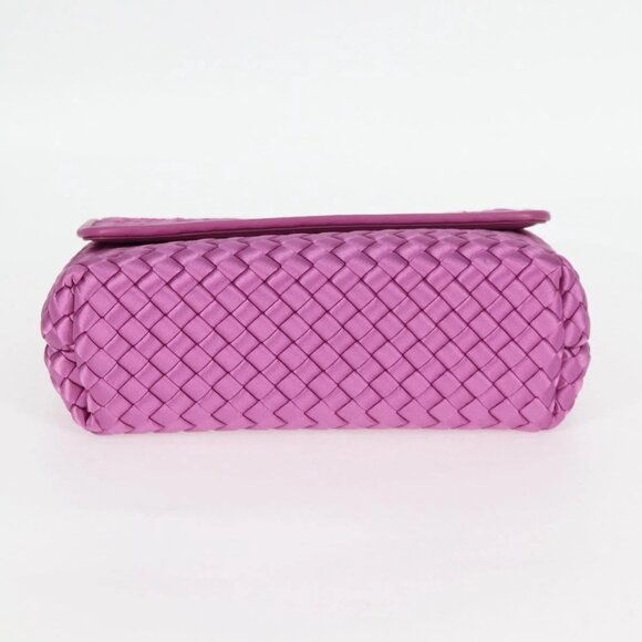 BOTTEGAVENETA INTRECCIATO Chain Shoulder Bag Leather Purple Auth 116278AM - Picture 6 of 16